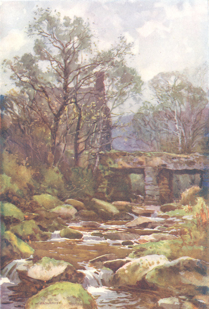 Ockery bridge, near Princetown, Dartmoor. Devon. By Ernest Haslehust 1920